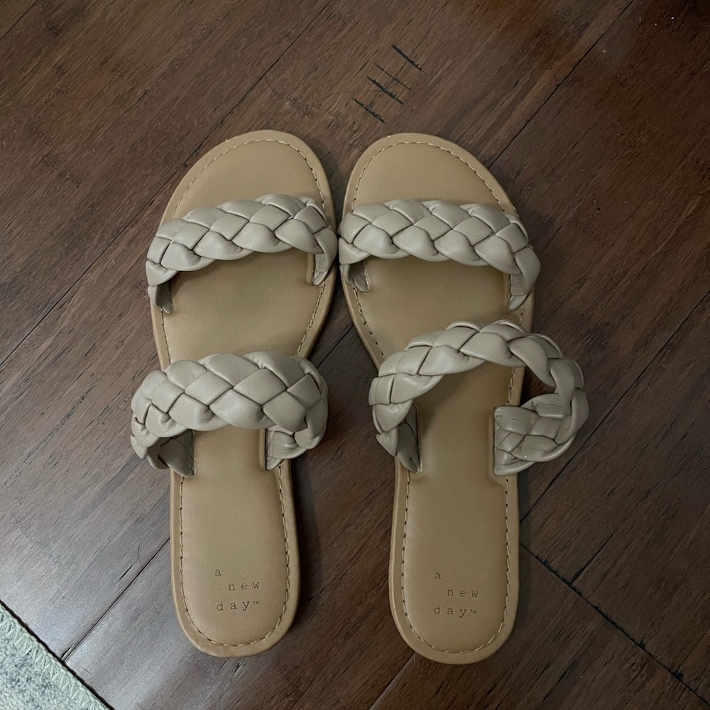 A New Day Women's Cream Braided Sandals